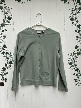 90s CottageCore Sage Green Babydoll Lightweight Cardigan or Long Sleeve Top